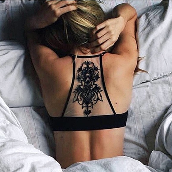 Sea La Vie Other - Black Floral Lace Mesh Racerback Tattoo Bralette